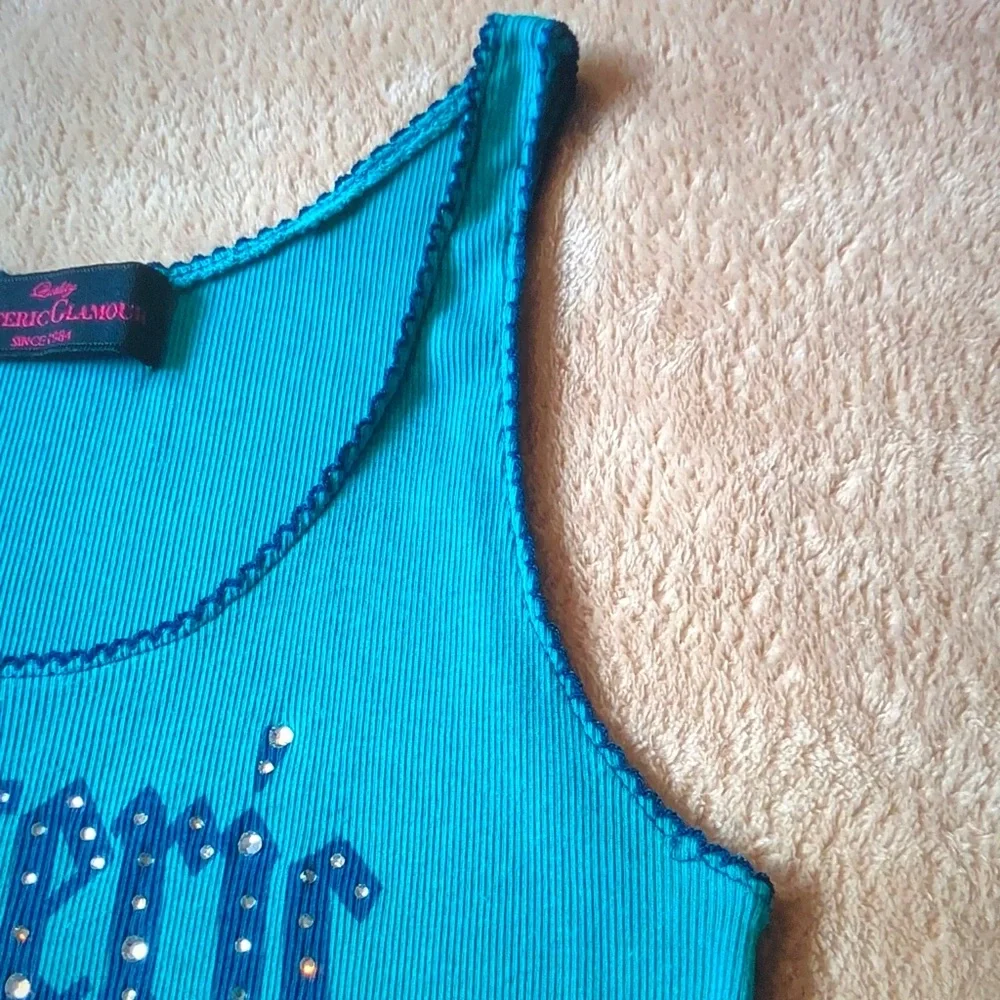 Hysteric Glamour Turquoise Tank Top with Navy Graphic - Picture 6 of 9